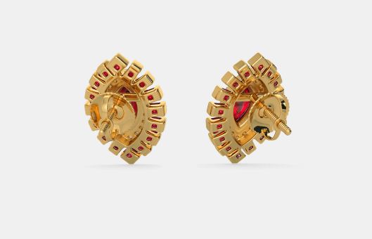 1.50 CT Marquise & Princess Cut Red Garnet Yellow Gold Over On 925 Sterling Silver Stud Earrings