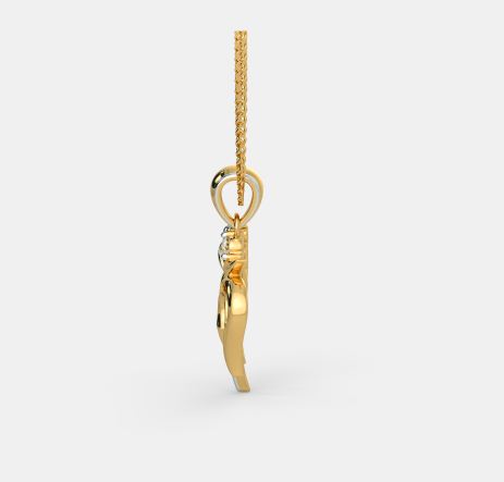 0.25 Ct round Cut Diamond Two Tone 925 Sterling Silver Religious Trishul Pendant