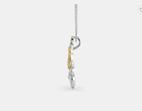 0.25 Ct Round Cut Diamond Two-Tone Vighnaharta Avaneesh Pendant In 925 Sterling Silver