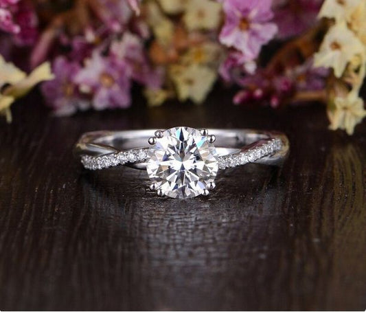 2.25 Ct Round Cut Diamond  Infinity Engagement Ring In 925 Sterling Silver