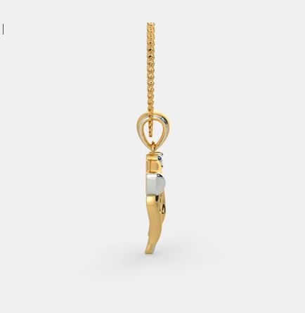 0.25 Ct round Cut Diamond Two Tone 925 Sterling Silver Religious Trishul Pendant