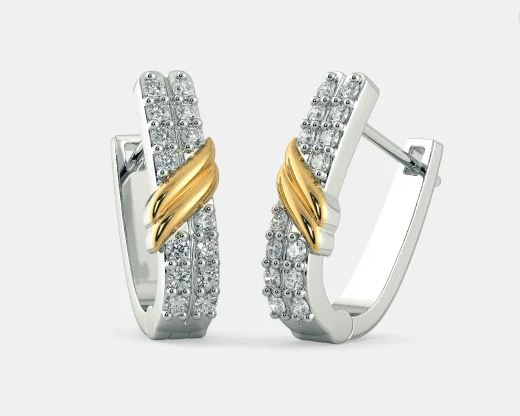 1.20 Ct Brilliant Cut White Diamond Latch Back Hoop Earrings In 925 Sterling Silver