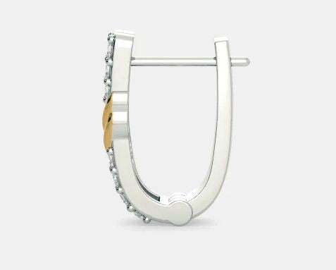 1.20 Ct Brilliant Cut White Diamond Latch Back Hoop Earrings In 925 Sterling Silver