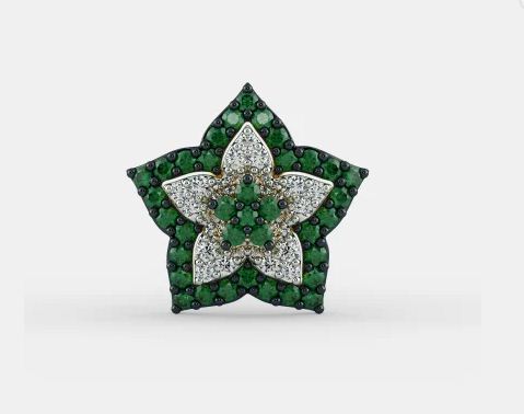 1.20 Ct Round Cut Green Emerald Floral Anniversary Gift Stud Earrings In 925 Sterling Silver