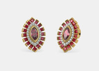 1.50 CT Marquise & Princess Cut Red Garnet Yellow Gold Over On 925 Sterling Silver Stud Earrings