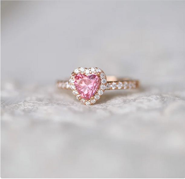 1.50 Ct Heart Cut Pink Sapphire Rose Gold Over On 925 Sterling Silver Proposal Ring For Her