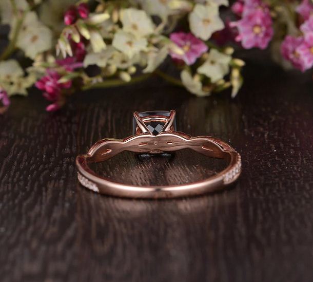 2.30 Ct Princess Cut White Diamond Rose Gold Over On 925 Sterling Silver Infinity Wedding Ring
