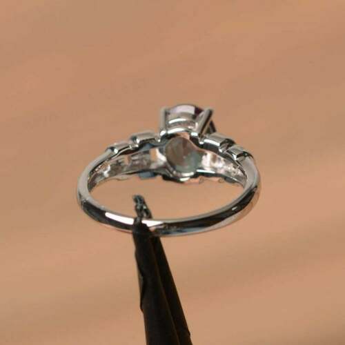 1.5 CT Oval Cut Alexandrite 925 Sterling Silver Diamond Solitaire Wedding Ring