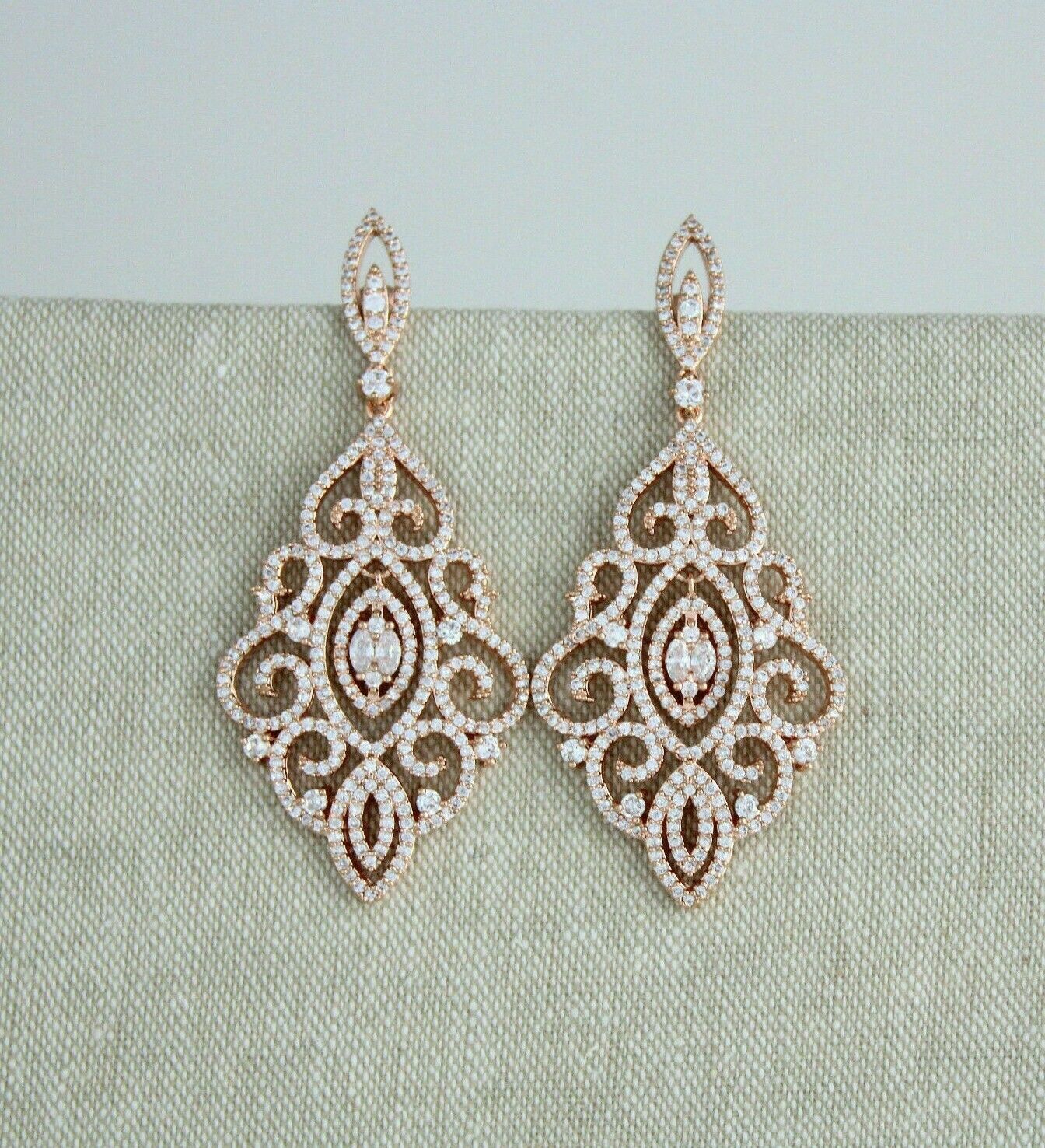 925 Sterling Silver Vintage Style 2 CT Diamond Wedding Drop Chandalier Earrings
