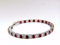 925 Sterling Silver 2.5 CT Brilliant Cut Red Ruby & Diamond Wedding Hoop Earrings
