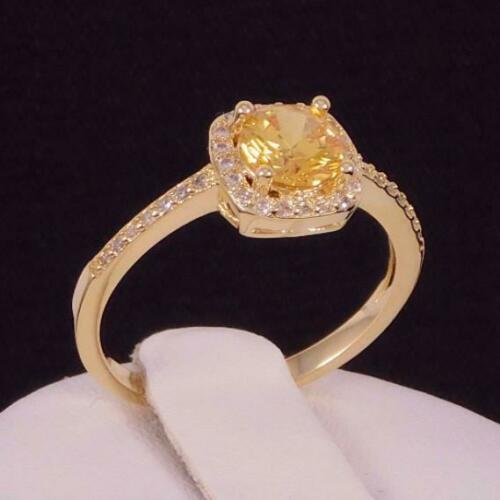 1 CT Brilliant Cut Yellow Canary 925 Sterling Silver Halo Diamond Promise Ring
