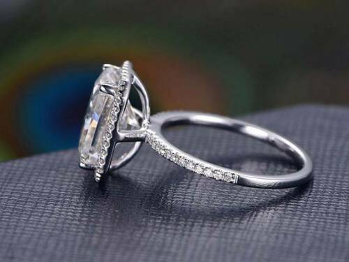 1 CT Emerald Cut Diamond 925 Sterling Silver Halo Diamond Wedding Ring