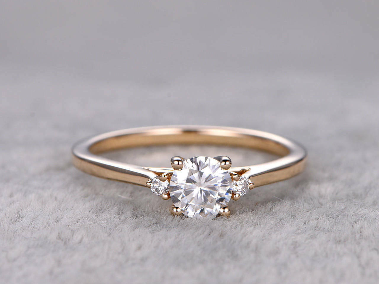 1 CT Round Cut 925 Sterling Silver Diamond Solitaire Engagement Ring