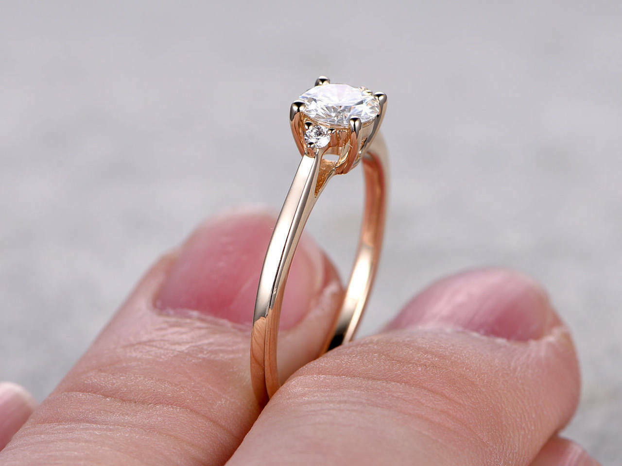 1 CT Round Cut 925 Sterling Silver Diamond Solitaire Engagement Ring