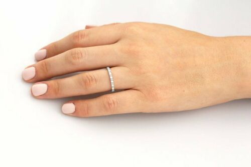 1 CT Round Cut Opal 925 Sterling Silver Diamond Half Eternity Wedding Band Ring