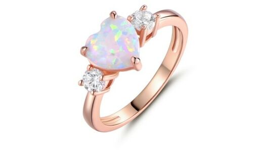 2 CT Heart Cut Fire Opal 925 Sterling Sliver Heart 3-Stone Diamond Promise Ring