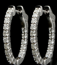 2 CT Round Cut Diamond 925 Sterling Silver Oval Shape Engagement Hoop Earrings