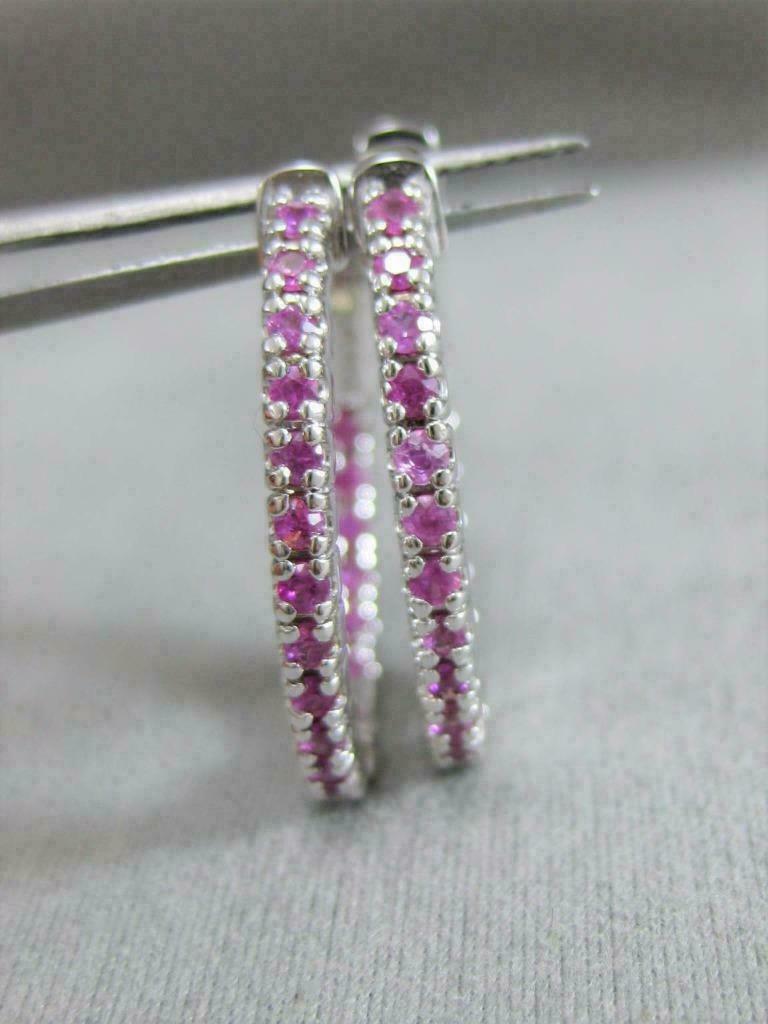 2 CT Round Cut Pink Sapphire 925 Sterling Sliver Wedding Oval Shape Hoop Earrings