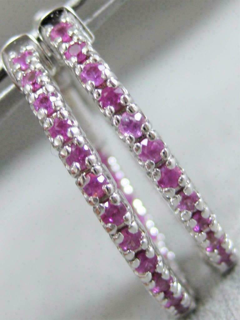 2 CT Round Cut Pink Sapphire 925 Sterling Sliver Wedding Oval Shape Hoop Earrings