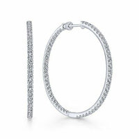 2 CT Brilliant Cut Diamond 925 Sterling Silver Wedding Large Hoop Earrings