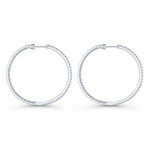 2 CT Brilliant Cut Diamond 925 Sterling Silver Wedding Large Hoop Earrings