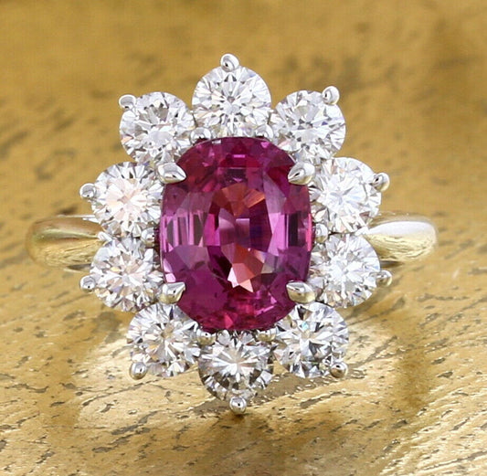 2 CT Oval Cut Pink Sapphire 925 Sterling Sliver Halo Diamond Wedding Ring - atjewels.in