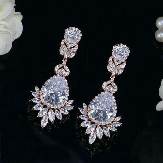 3 CT Multi Cut Diamond 925 Sterling Silver Drop Dangle Bridal Engagement Earrings