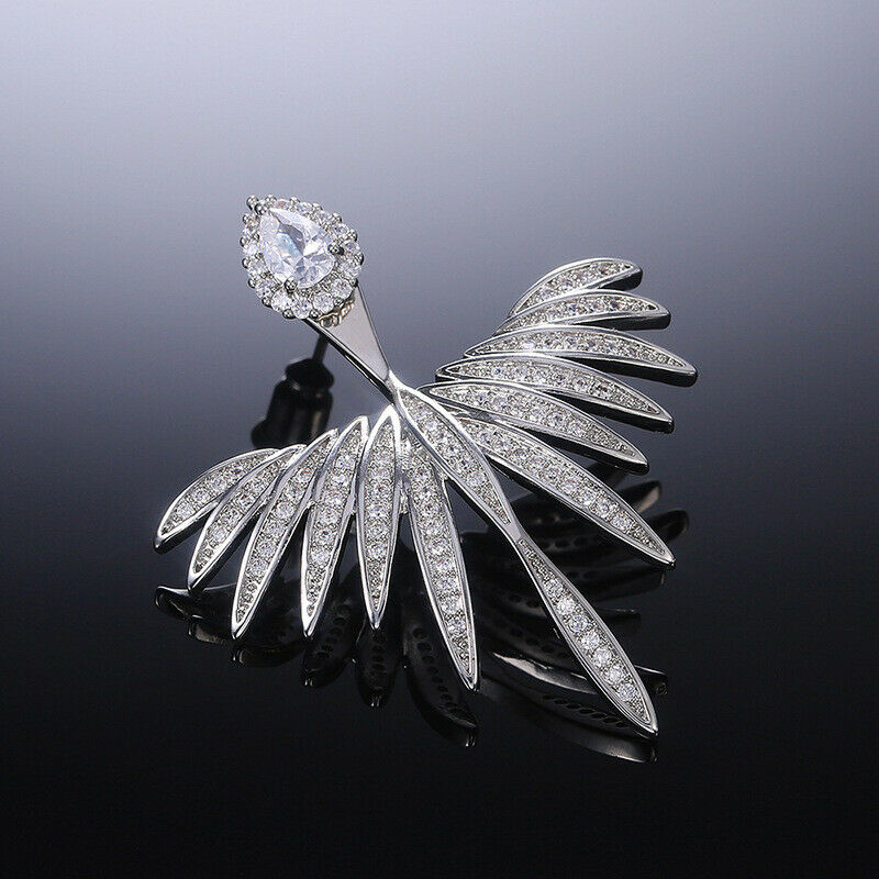 0.50Ct Round Cut Diamond Angel Wings Style 14K White Gold Over On 925 Sterling Silver Stud Earrings