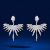 0.50Ct Round Cut Diamond Angel Wings Style 14K White Gold Over On 925 Sterling Silver Stud Earrings