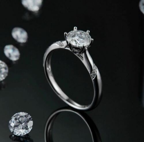 0.50ct Diamond Solitaire Women's Engagement Ring 14k White Gold Finish On 925 Sterling Silver