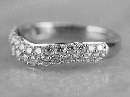 1.00 Ct Round Diamond Curved Wedding Anniversary Band Ring 14k White Gold Over On 925 Sterling Silver