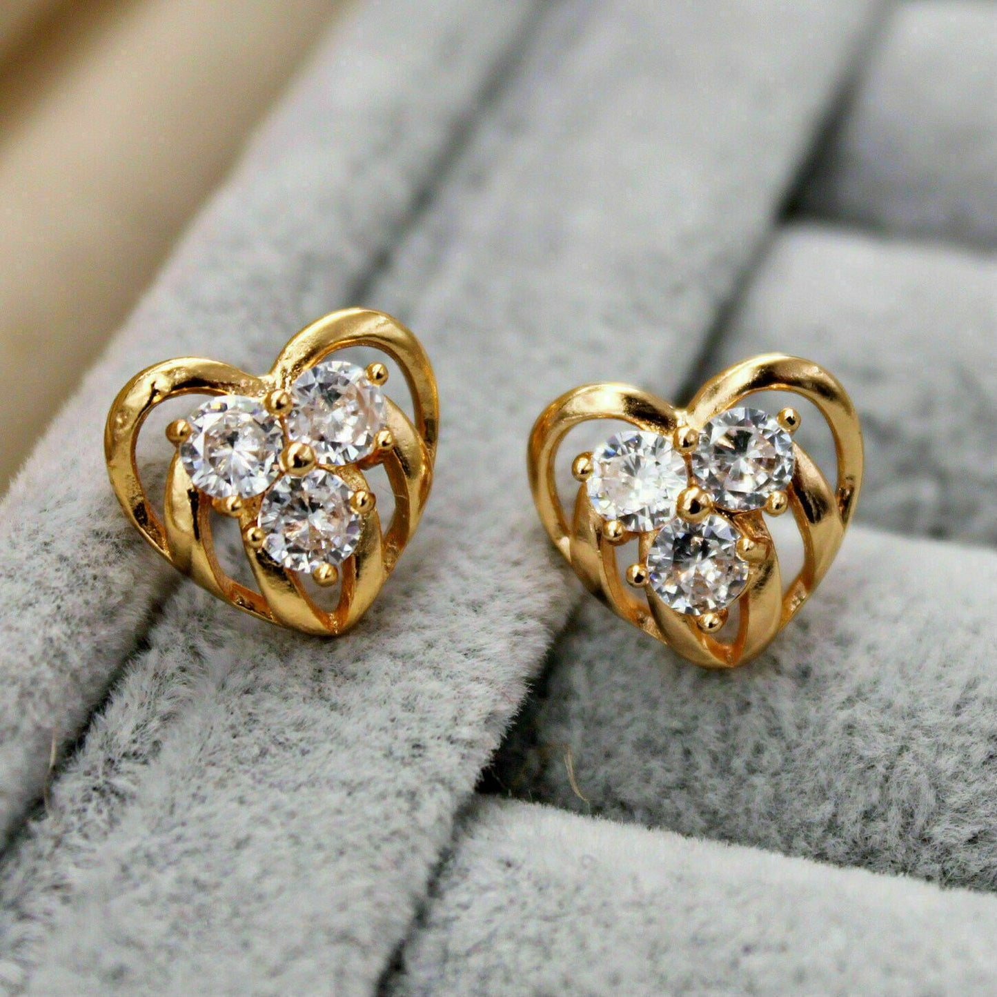 1.00 Ct Round Diamond Three-Stone Stud Earrings For Women's 925 Sterling Silver