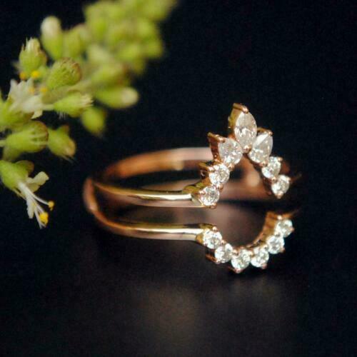 1.10 Ct Pear Cut Diamond 925 Sterling Silver Stunning Wrap Enhancer Engagement Band Ring