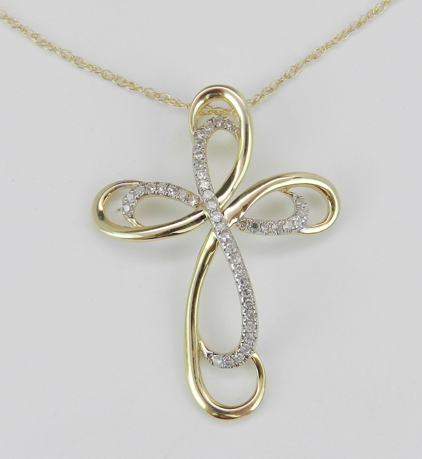 1.20 Ct Round Cut White CZ Jesus Cross Holy Pendant Yellow Gold Over On 925 Sterling Silver
