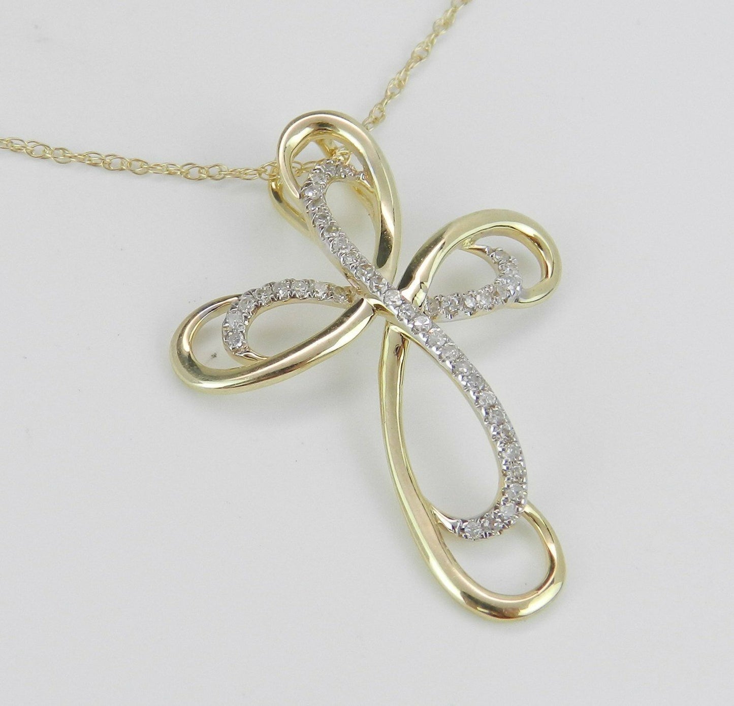 1.20 Ct Round Cut White CZ Jesus Cross Holy Pendant Yellow Gold Over On 925 Sterling Silver