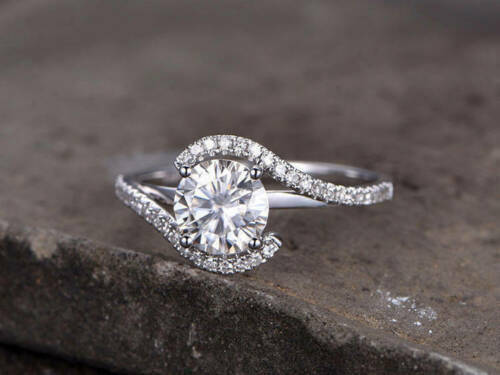 1.20 Ct Round Cut Diamond 925 Sterling Silver Solitaire Twisted Bypass Engagement Ring