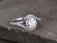 1.20 Ct Round Cut Diamond 925 Sterling Silver Solitaire Twisted Bypass Engagement Ring