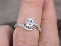 1.20 Ct Round Cut Diamond 925 Sterling Silver Solitaire Twisted Bypass Engagement Ring