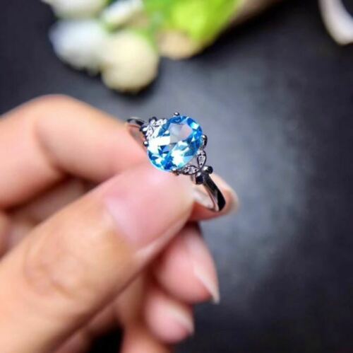 1.25 Ct Oval Cut Blue Topaz Butterfly Engagement Ring 925 Sterling Silver