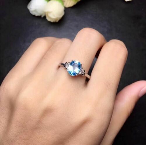 1.25 Ct Oval Cut Blue Topaz Butterfly Engagement Ring 925 Sterling Silver