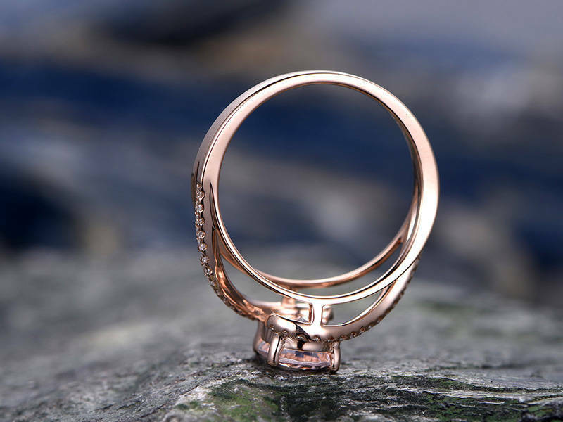 1.25 Ct Oval Cut Peach Morganite Swirl Style Engagement Ring 925 Sterling Silver