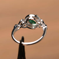 1.50 Ct Round Cut Green Emerald 925 Sterling Silver Halo Engagement Ring