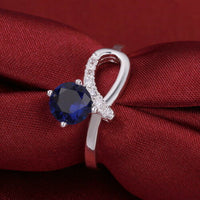 1.50 Ct Round Cut Blue Sapphire Solitaire Engagement Ring 925 Sterling Silver