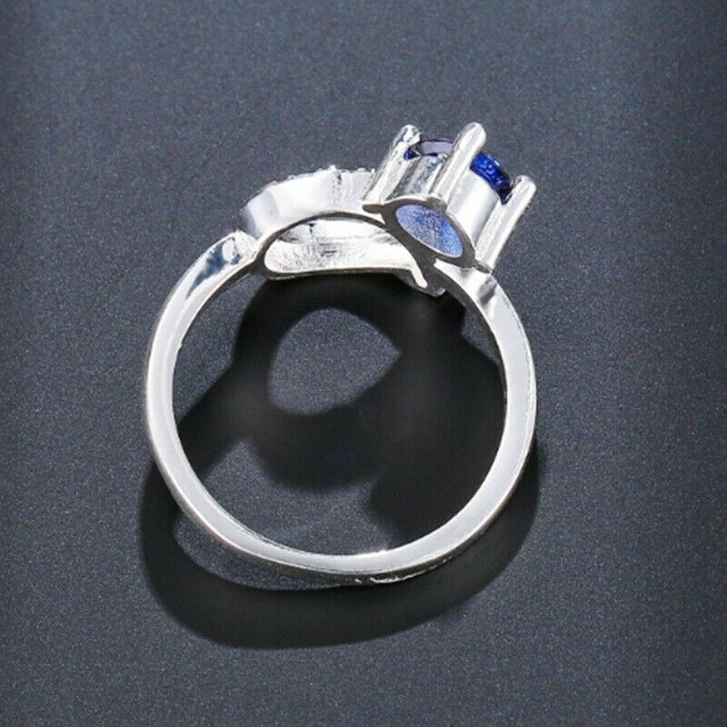1.50 Ct Round Cut Blue Sapphire Solitaire Engagement Ring 925 Sterling Silver