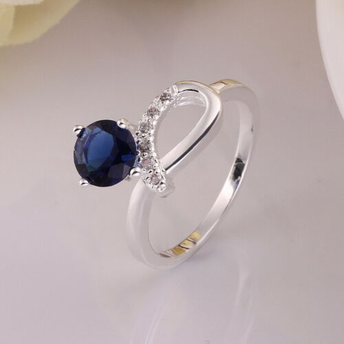 1.50 Ct Round Cut Blue Sapphire Solitaire Engagement Ring 925 Sterling Silver