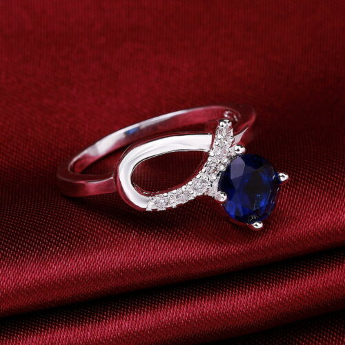 1.50 Ct Round Cut Blue Sapphire Solitaire Engagement Ring 925 Sterling Silver