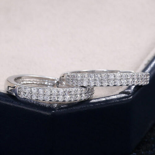 1.50 Ct Round Cut Diamond 925 Sterling Silver Huggie Hoop Earrings For Women's