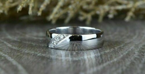 0.50 Ct Round Cut Diamond 14K White Gold Over On 925 Sterling Silver Engagement Wedding Band Ring