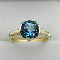 1.75 Ct Round Cut London Blue Topaz 925 Sterling Silver Solitaire Engagement Ring