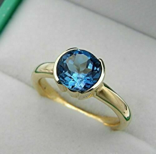 1.75 Ct Round Cut London Blue Topaz 925 Sterling Silver Solitaire Engagement Ring